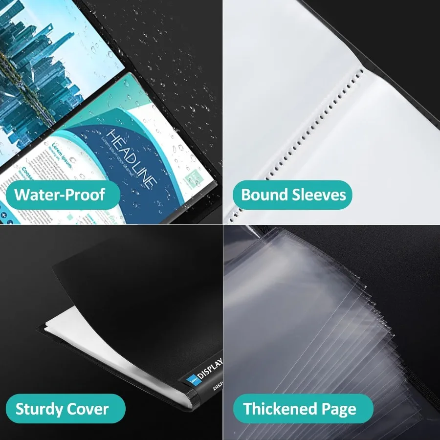 مجلد جيب Sooez 72 بأكمام بلاستيكية وشريط مطاطي بسعة كبيرة 8.5 × 11 عرض كتاب عرض 144 صفحة فنية