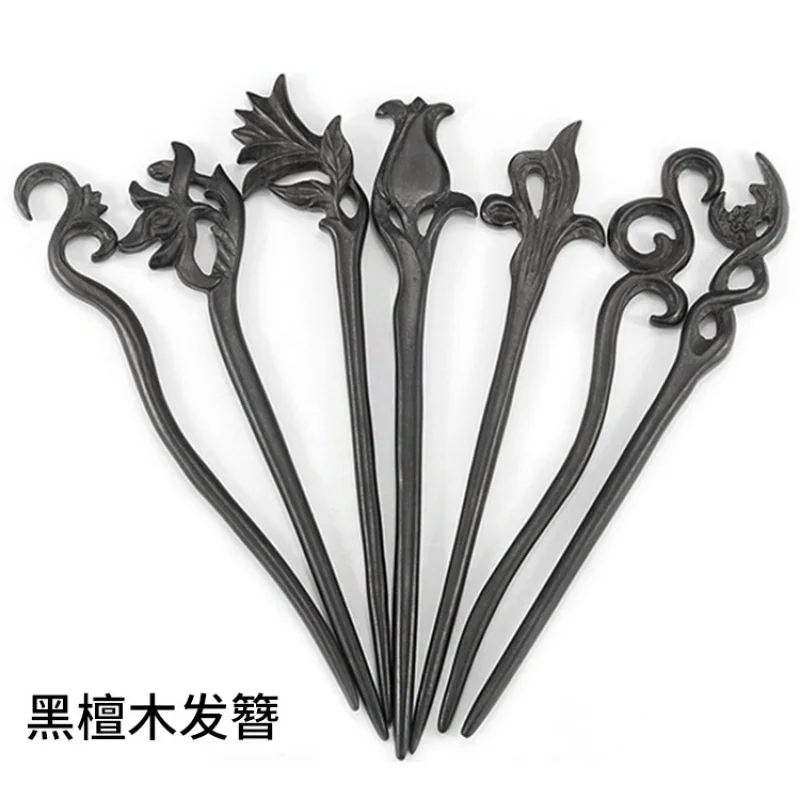 Wholesale Antiquity Hair Clasp Ebony Hairpin Wooden Hairpin Ancient Style Updo Hairpin Hanfu Handmade Hairpin Ebony Hairpin