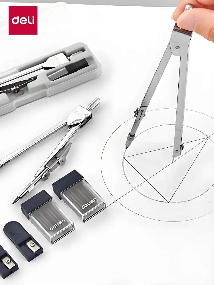 Deli Metalen Kompas Set Professionele Opstellen Examen Tekening Geometrie Tool Student Briefpapier Leveringen - afbeelding 2