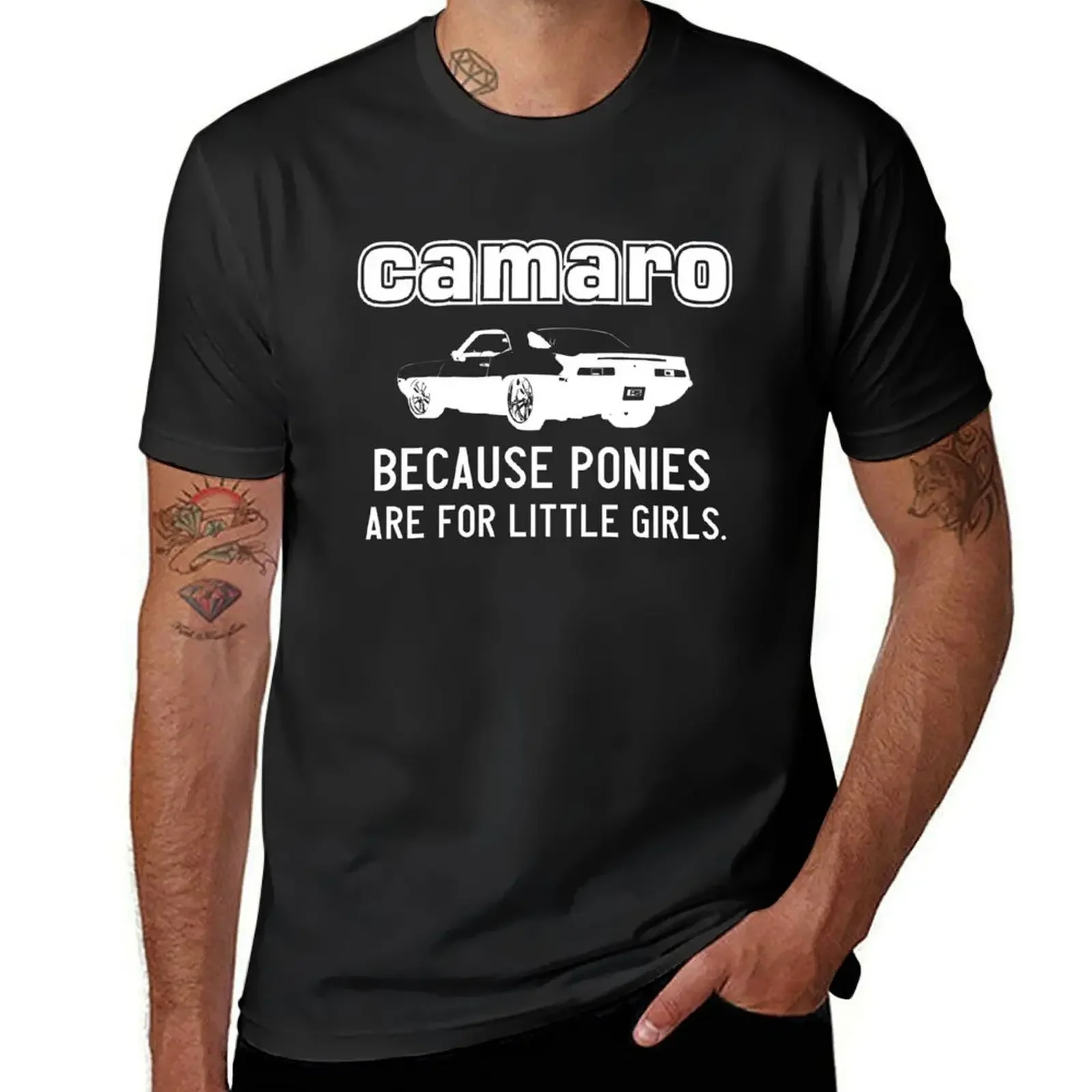 Camaro - because ponies are for little girls. - White T-Shirt blue archive tops cotton graphic tees mens t shirts casual stylish