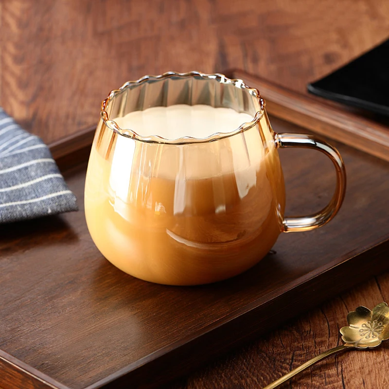 400 ml Hohe Borosilikatglas Tassen Kreative Gestreifte Becher Kürbis Tasse Frühstück Milch Glas Wasser Tasse Teetasse Home Office Drink