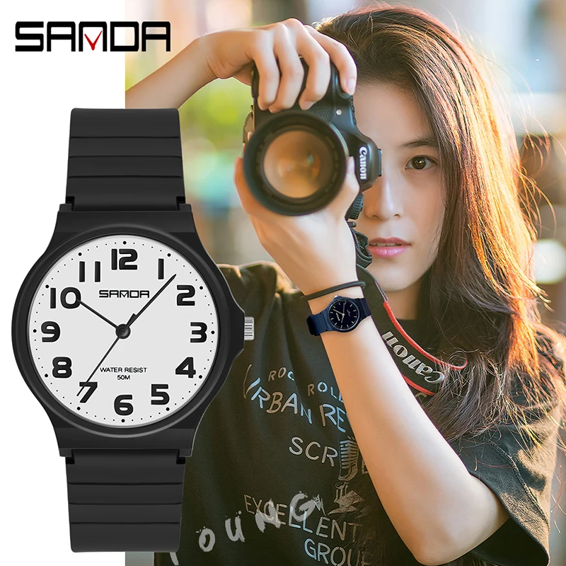 Sanda Top Brand Mens Watches 30 Meters Waterproof Small Fresh Students Gifts Simple Ladies Wristwatches Sports Erkek Kol Saati