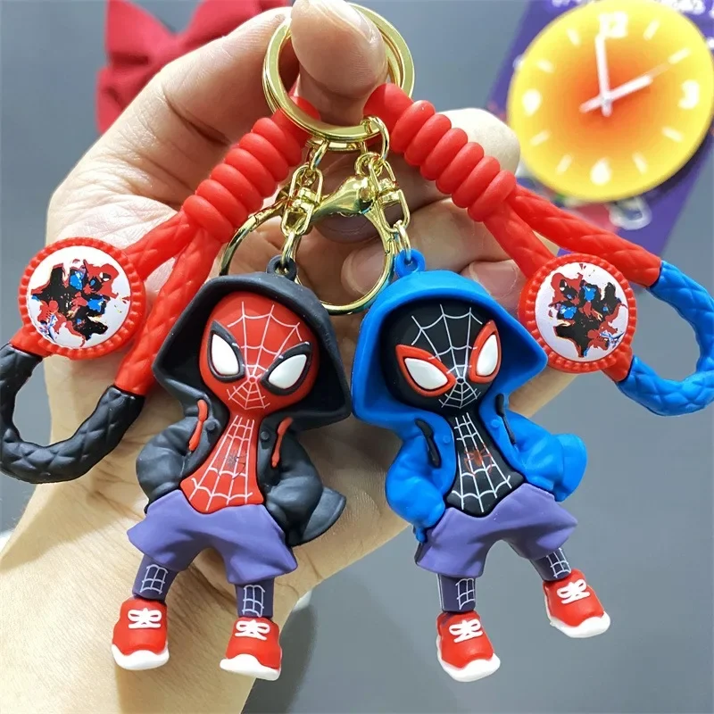 Cross-dressing Sweatshirt Spider-Man 3D Doll Car Keychain Silicone PVC Backpack Pendant Boy Gift