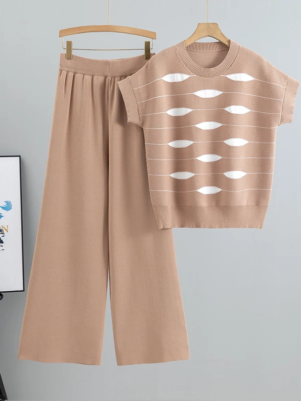 Ele Women's Spring Summer 2025 Lazy Stripe Knitwear Faion Personali High-End Feeling Two-Piece Set Viscose Fabric