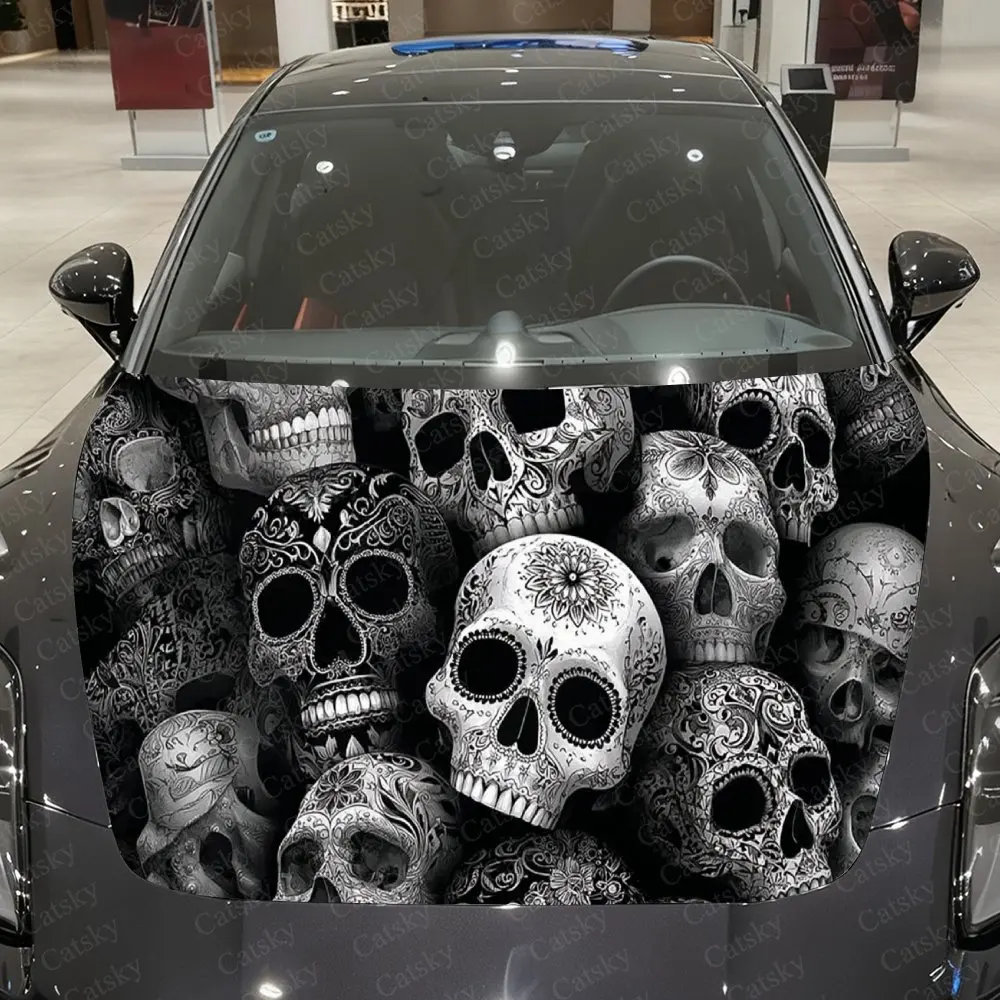 

Виниловая пленка с кластером черепа, водонепроницаемая наклейка на капот автомобиля из материала ПВХ, самоклеящаяся устойчивая к царапинам наклейка для крышки двигателя