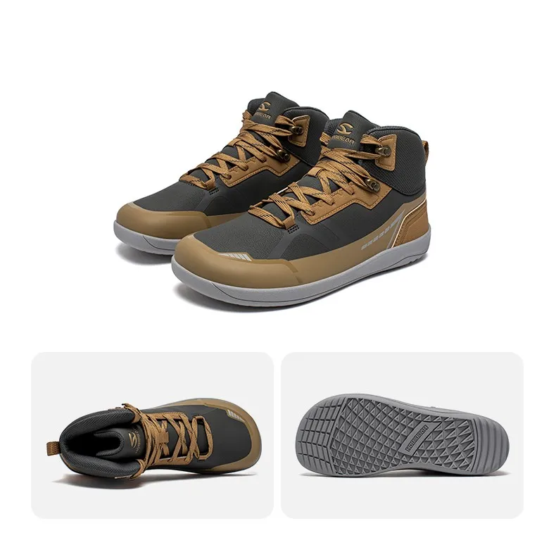 HOBIBEAR Unisex Mid-Top Barfußschuhe Herren Damen Breite Zehenkappe Kunstleder Wanderstiefel Outdoor Rutschfeste Trail-Laufschuhe – Detail 4