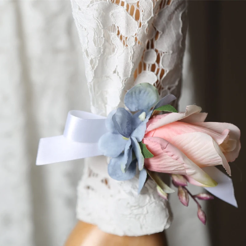 Rose Artificielle, Fleurs de Poignet, Corsage Perle, Bracelet Broche, ixde Mariage, Patients Demoiselles d'Honneur, Accessoires, Accessoires de Photographie