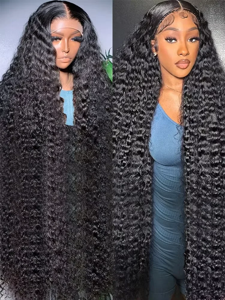 44 46 Inch 200 Density Deep Wave 13x6 360 Lace Frontal Human Hair Wigs Curly Transparent Remy Brazilian For Black Women