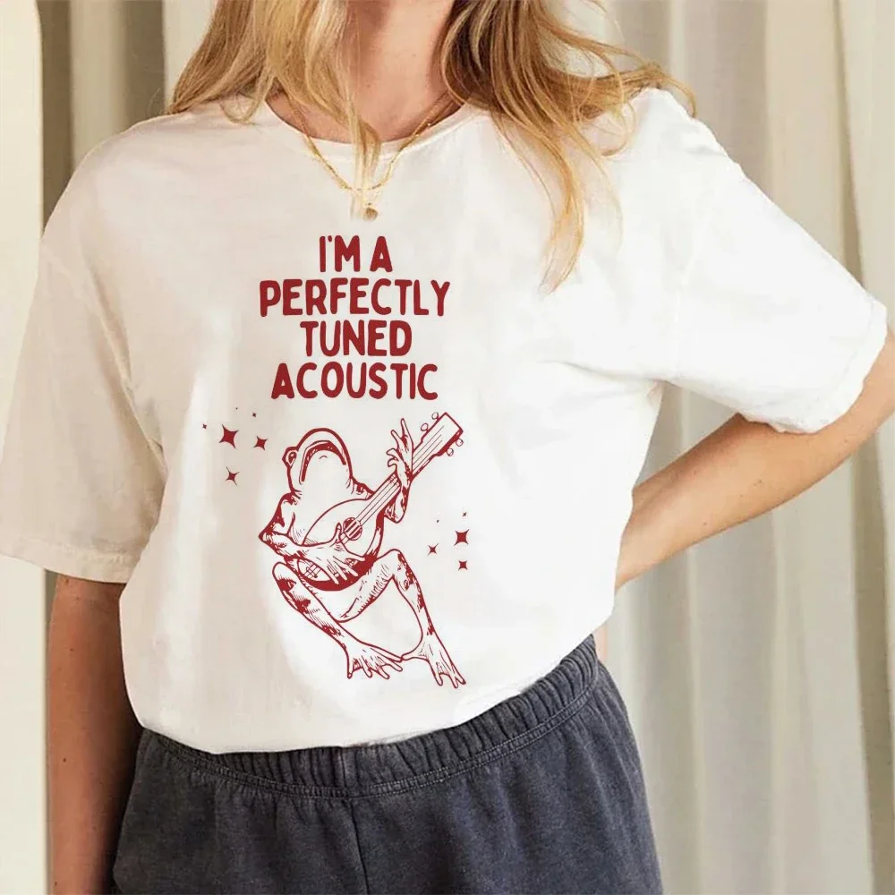 Ladies' T-Shirt Trend Im A Perfectly Tuned Acoustic Print Pattern Versatile Short Sleeved Printed Cartoon Clothing O-Neck T-Shir