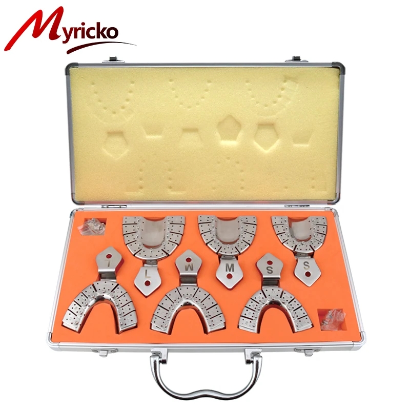 

Dentist Lab Equipment: 6PCS/SET Stainless Steel Dental Impression Trays, Upper and Lower Autoclavable Teeth Holder