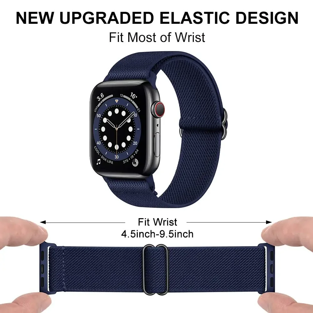 Nylon loop Strap for Apple watch 45mm 41mm 44mm 42mm 40mm 46mm Ultra 2 49mm elastic fabric strap iwatch 10 9 8 7 6 5 4 SE Band