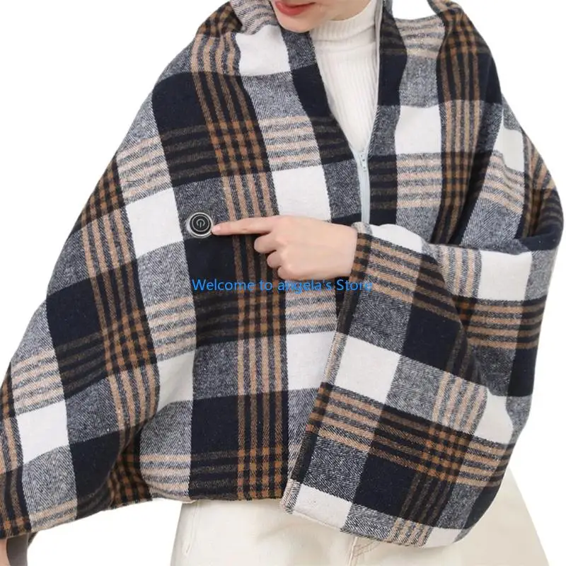 X4YC شال تسخين خفيف الوزن يعمل بمنفذ USB لوحة التدفئة 3-Gear وشاح قابل للتعديل الدفء منديل Capelet للاستخدام المنزلي للسيارة #5