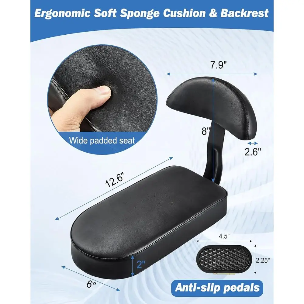 مقعد خلفي لدراجة الأطفال مع وسادة ومسند ظهر وميزات أمان للأعمار من 5 سنوات فما فوق