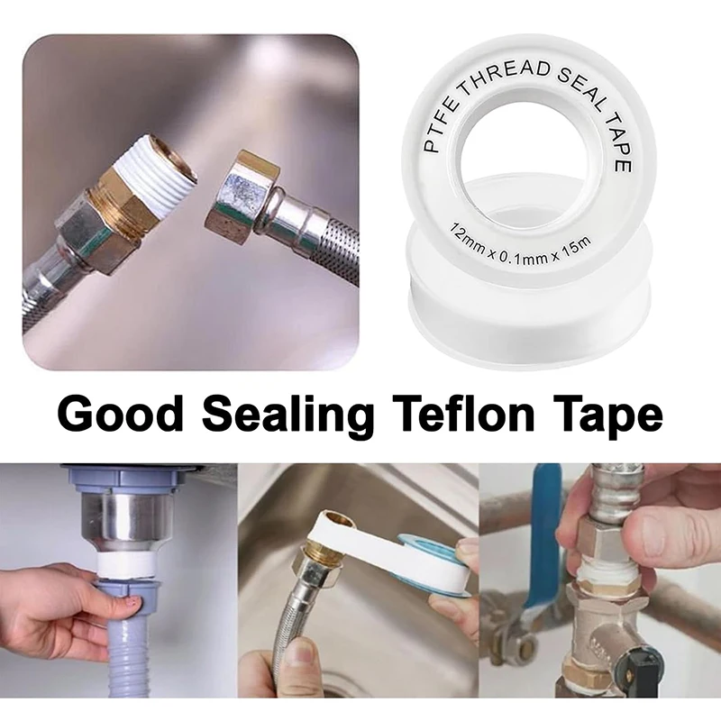 2 Pcs Plumbers Tape PTFE Thread Seal Tape Teflon Plumbing Tape For Prevent Leakage of Pipes Shower Head and Sewers Plumbers Tape