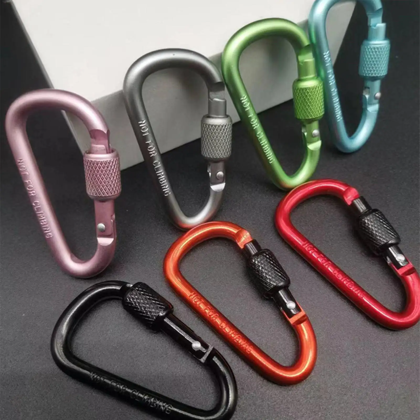 D shape Aluminum Alloy Carabiner Safety Buckle Keychain With Lock Climbing Button D Shape Carabiner Camping Hiking Hook