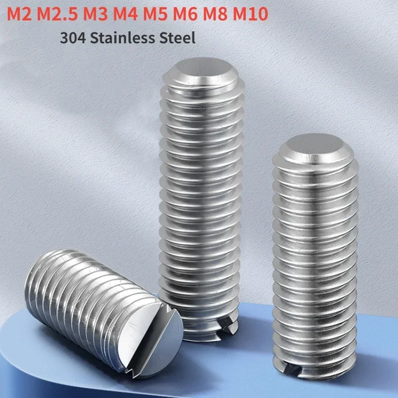 M2 M2.5 M3 M4 M5 M6 M8 M10 304 Stainless Steel Slotted Flat Point End less Grub Bolt Set Screw