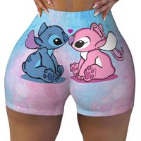 Custom Women Lilo And Stitch Pattern Kawaii Workout Yoga Shorts Gym Athletic Running Volleyball Shorts