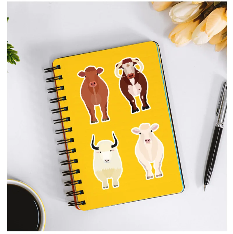 50 Pcs/Set Cartoon Animal Cattle Cow Stickers Kawaii Laptop Guitar Luggage Fridge Phone Case Graffiti Sticker Decal