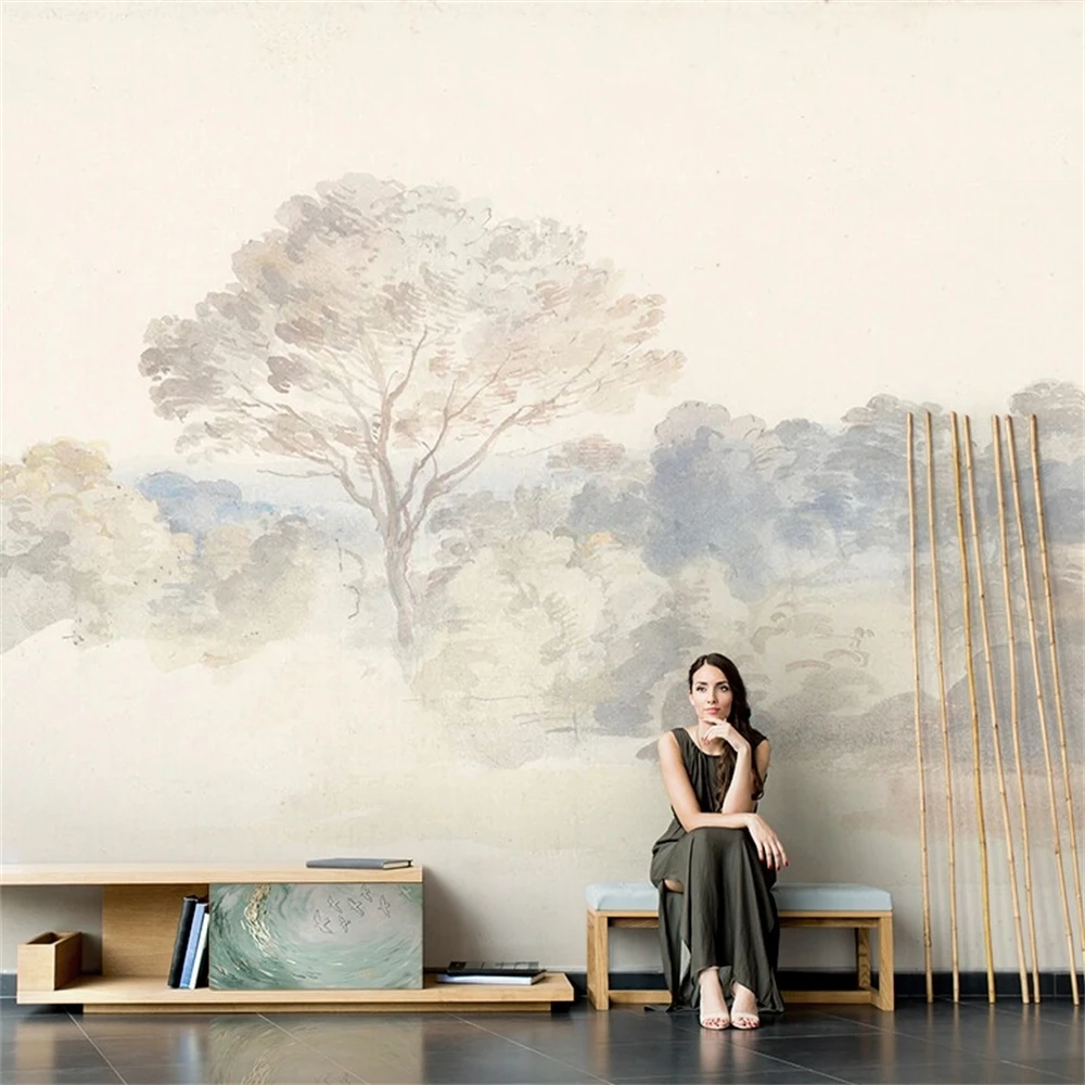 Custom Watercolor forest wallpapers for living room TV background wall paper pastoral scenery bedroom sofa wall cloth decoration