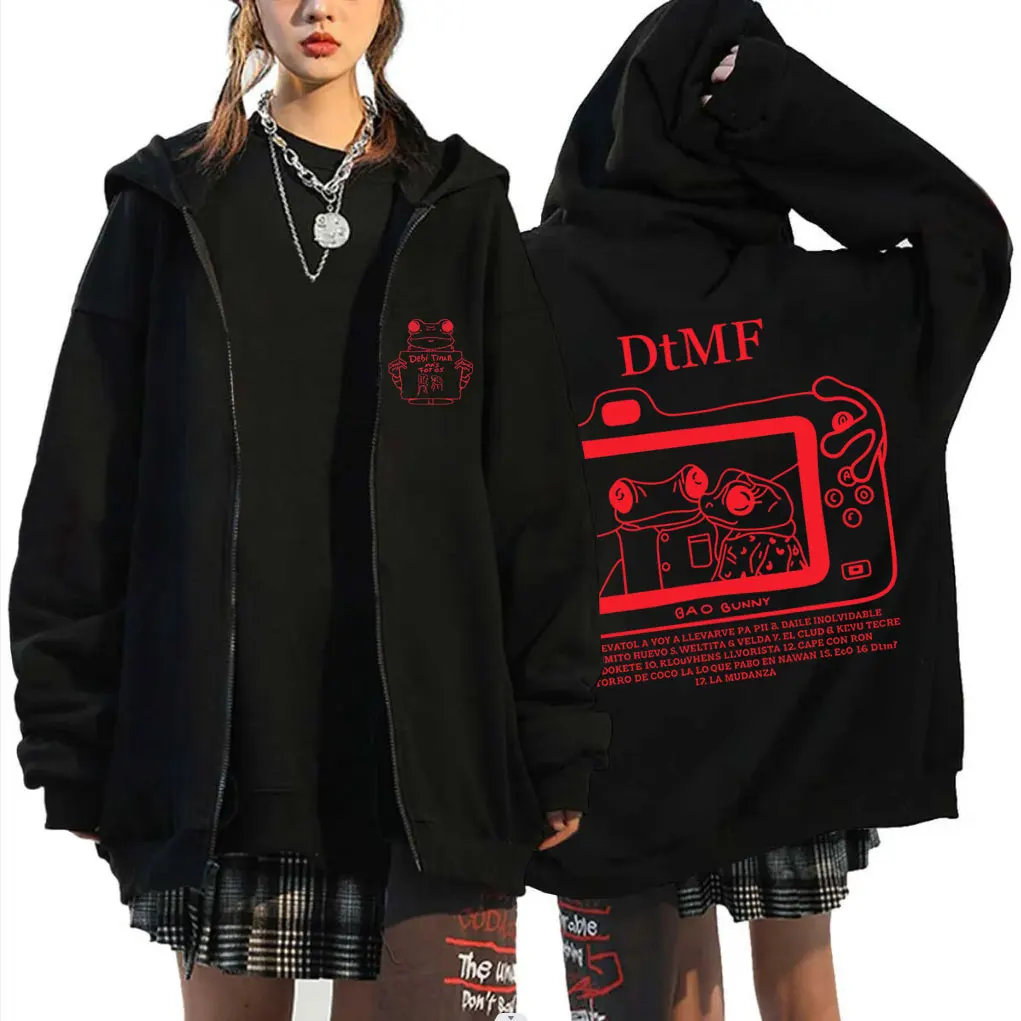 

Rapper Bad Bunny Debi Tirar Mas Fotos DTMF World Tour Zipper Hoodie Men Women Clothing Fashion Hip Hop Oversized Zip Up Jacket