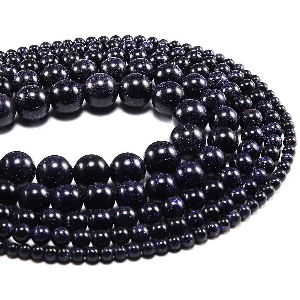 38Pcs Natural Stone Wholesale DIY Bracelet Blue Sandstone Loose Beads Blue Sandstone Fashionable Versatile Semi Finished Beads