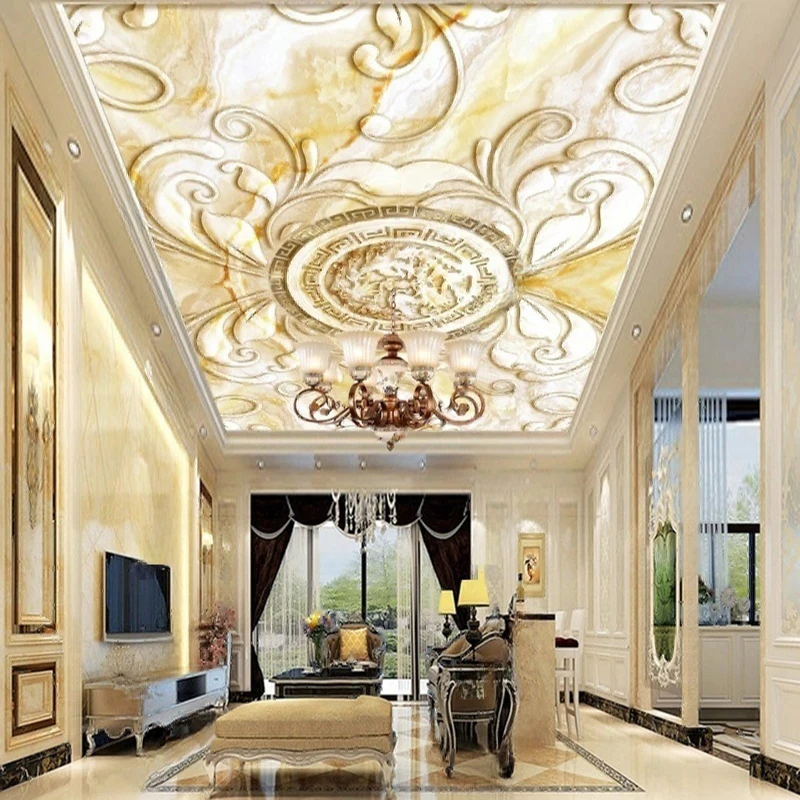 

MU8445 Wall Mural Ceiling Wallpaper Tropical Botanical Leaves Sky Flowers Print Living Room Bedroom Home Interior Decor