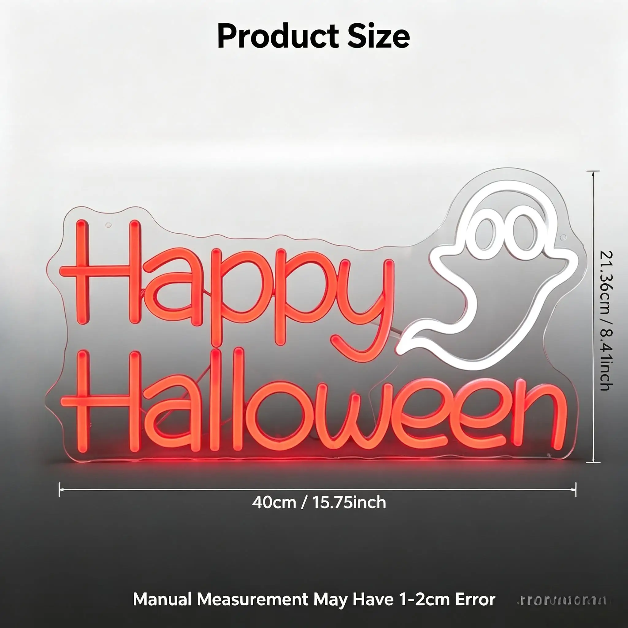 Happy Halloween Ghost Neon Sign USB Powered LED Dimmable Neon Lights For Festival Party Bar Home Bedroom Spooky Art Scene Decor