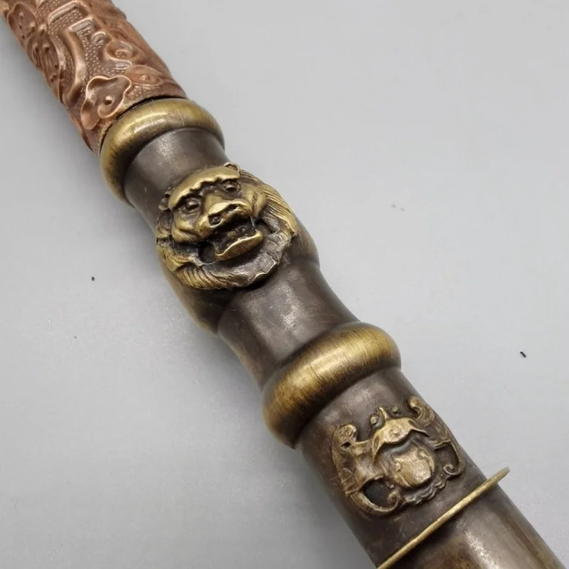 

Lengthened48cmHand-Carved Dragon and Phoenix Thickened Copper Design Rod Long-Stemmed Chinese Pipe Old-Fashioned Smoke Pipe Crea