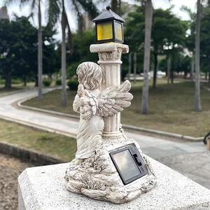 Lampu Tenaga Surya Kolom Romawi Eropa Patung Malaikat Halaman Taman Luar Ruangan Dekorasi Rumah Kerajinan Resin Aksesori Rumah 12 dekorasi romawi penjualan terbaik - №