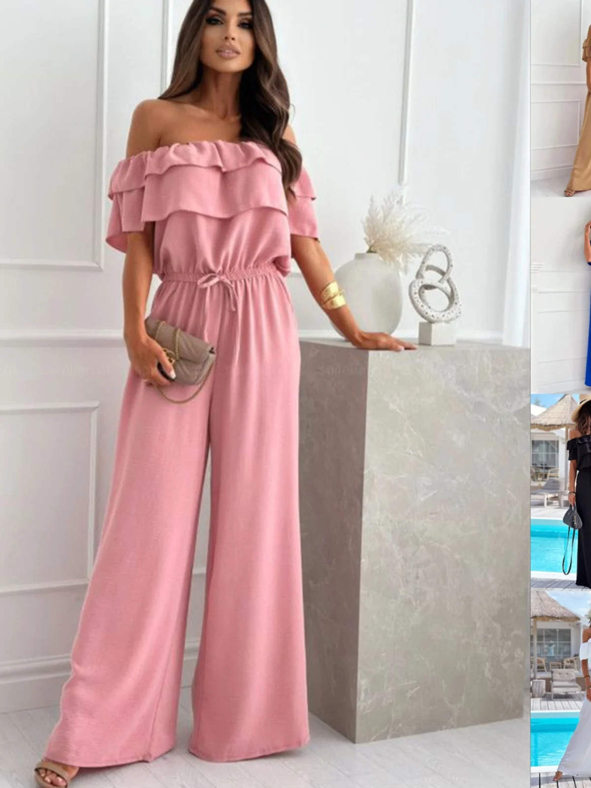 

Широкие брюки с высокой талией, свадебные повседневные плиссированные женские летние брюки на одно плечо Faion для поездок на работу