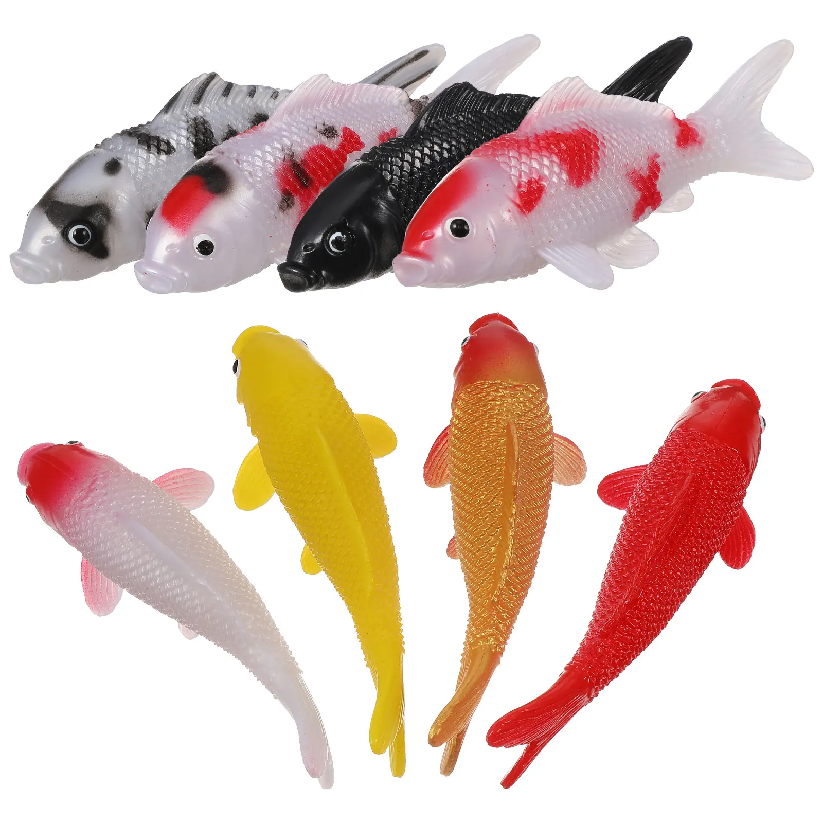 8 szt. Ozdoby w kształcie karpia Koi do akwarium, sztuczny model, miniaturowe pływające, realistyczne, tropikalne, małe akwariowe karpie z PVC