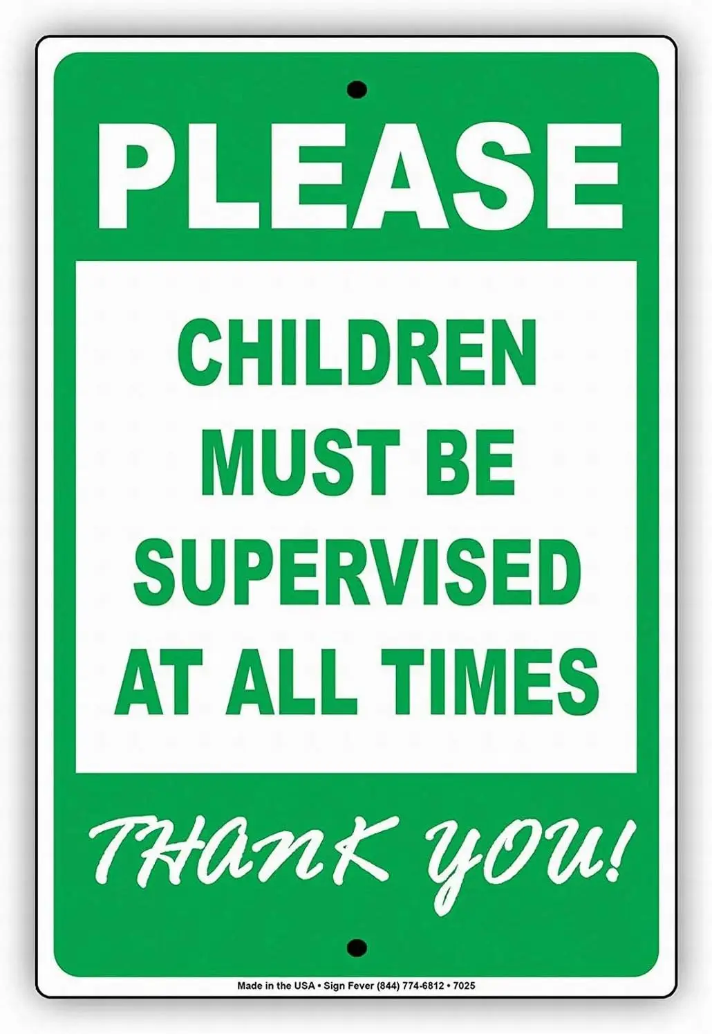 Sfety Sgn 8X12 Dnger Sgn Plese Chldren Must Be Supervsed ll The Tmes Thnk You! Wll rt Wrnng Cuton Tn Sgns Metl Rod Yrd Decor