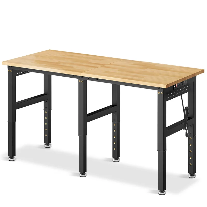 منضدة عمل قابلة للتعديل مقاس 72 بوصة، طاولة عمل خشبية مطاطية شديدة التحمل بوزن 5000 رطل مع لوحة بيجب بمنفذ طاقة لورشة المرآب المنزلية #3