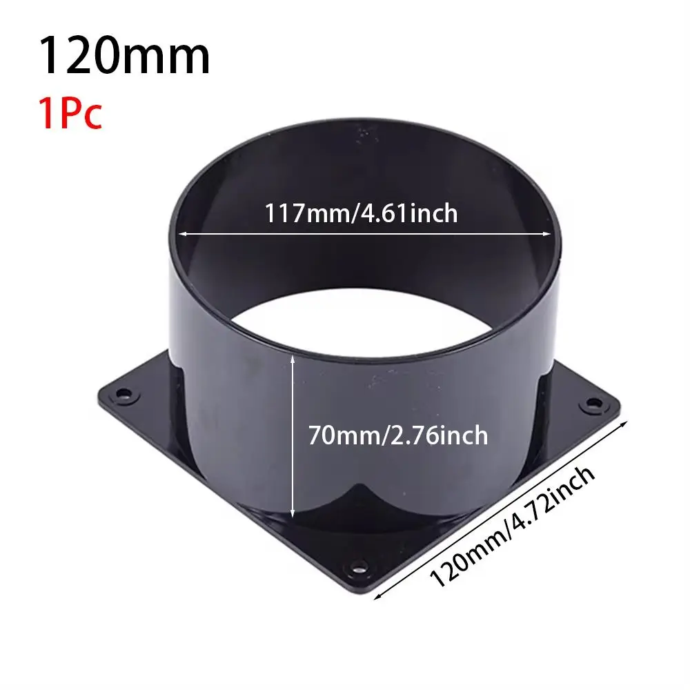 1Pcs 75/100/120/150mm Flange Connector Square Bottom Pipe Fitting Air Inlet And Outlet Black ABS Air Ducting Connection Flange