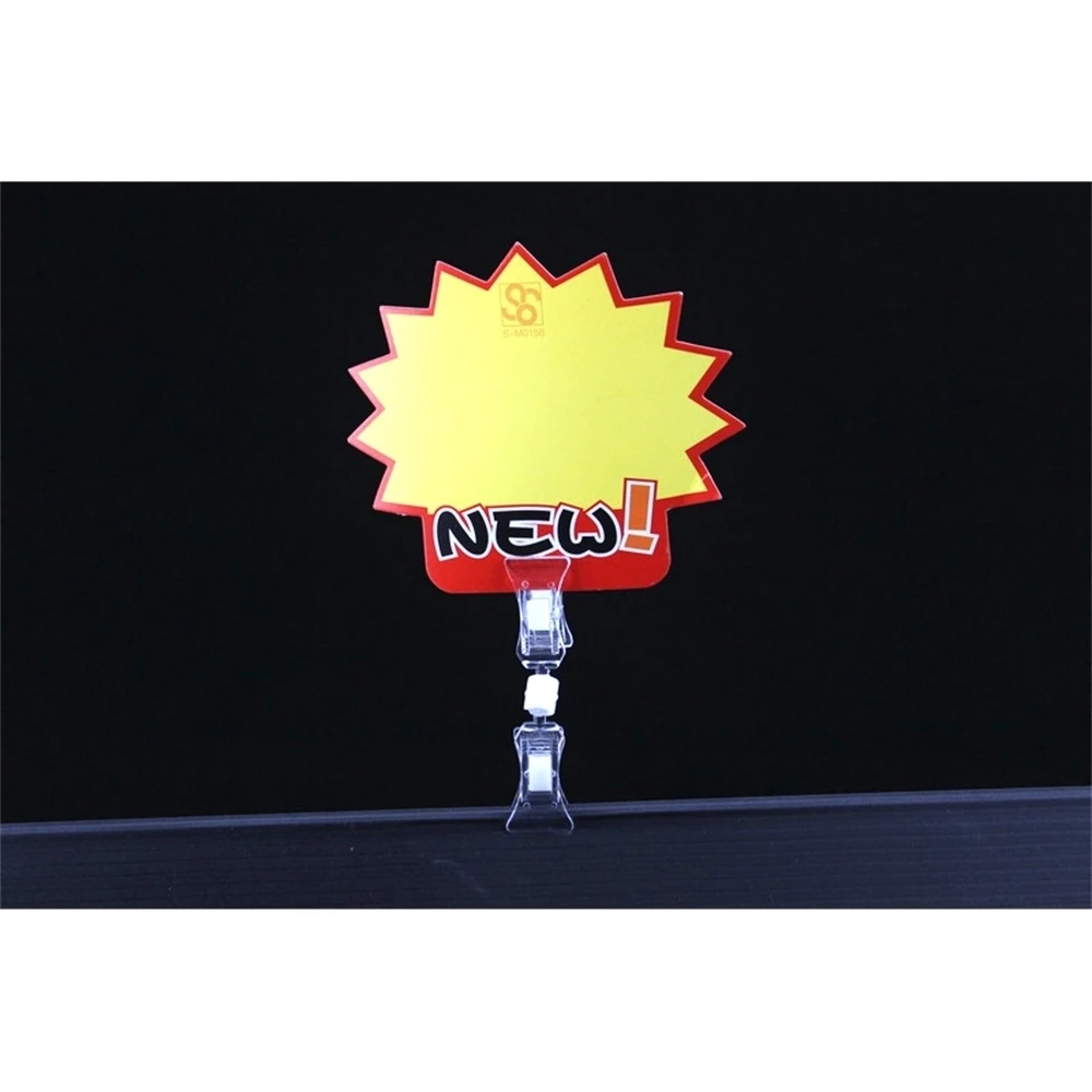 Clear Plastic Merchandise Sign Paper Memo Card Holder Display Pop Signs Clip Swivel Double Promotion Clips Tag Snap Price Talker