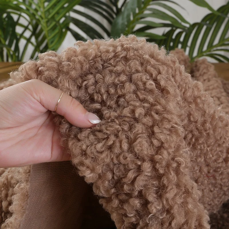 50x50cm Imitation Wool Roll Teddy Plush Fabric Soft Warm Doll Pet Clothes Glove Lining Thickened Fleece Fabric DIY Sewing