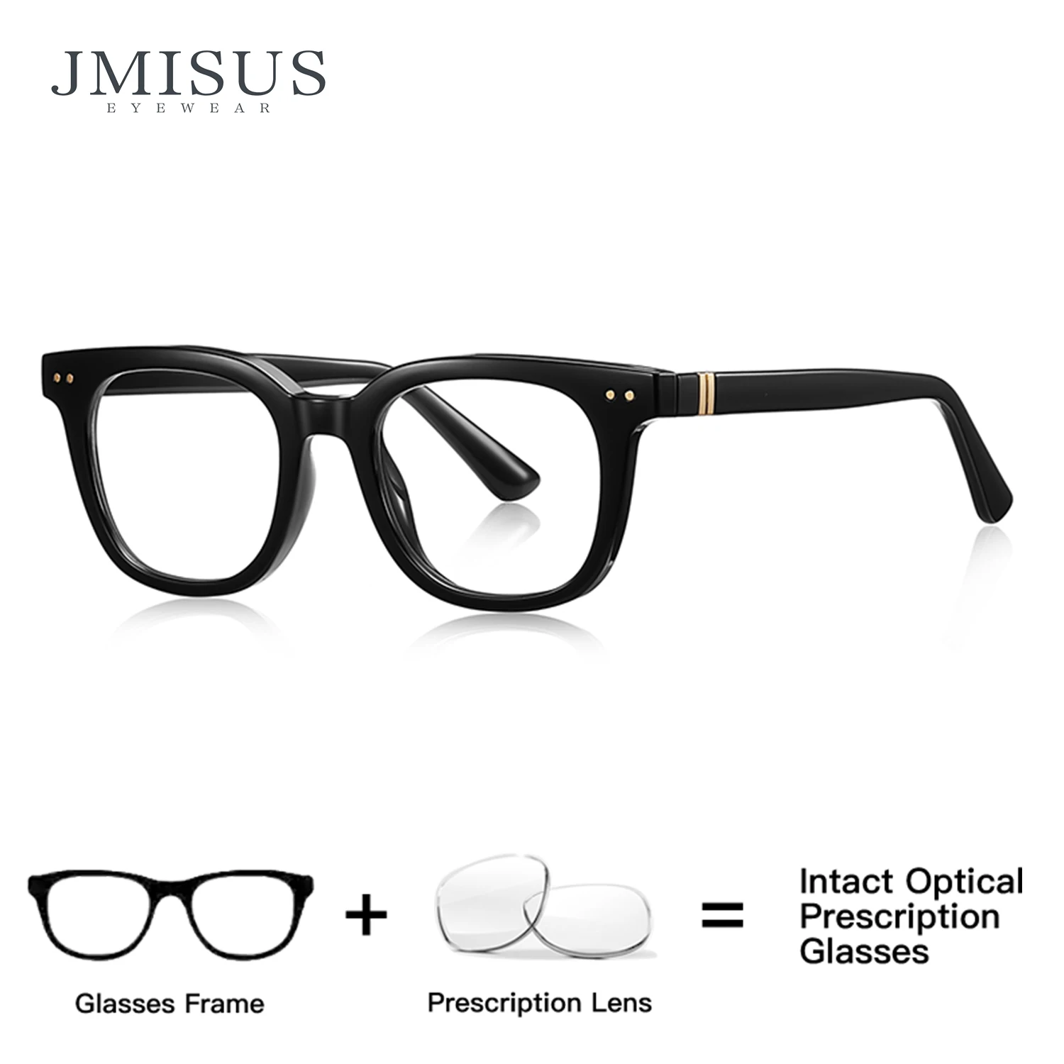 JMISUS Custom Prescription Eyeglass Square Frame For Myopia and Hyperopia Glasses With Photochromic Technology Multiple Colors