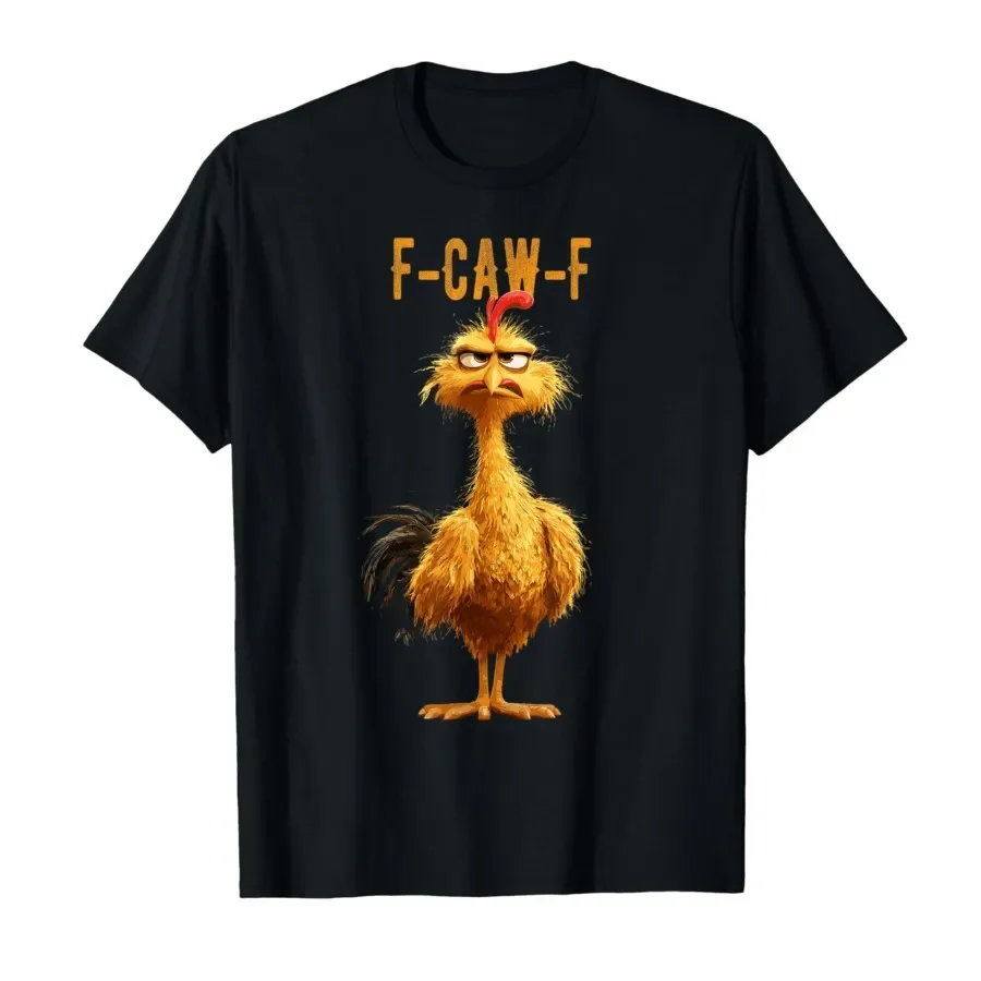 

F-Caw-F Angry Chicken Meme Graphic Tee Breathable Cotton Short Sleeve T-shirt Unisex