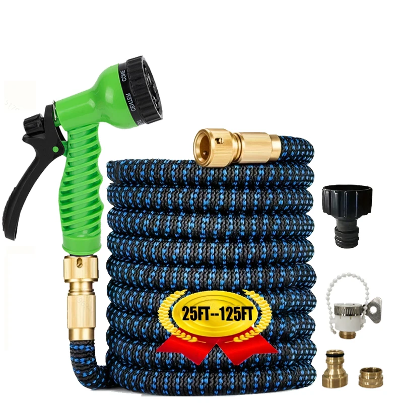 

Расширяемый волшебный шланг 25 футов-125 футов, 7 функций распыления воды, пистолет, прочные материалы, инструменты для полива дома и сада, легкий дизайн
