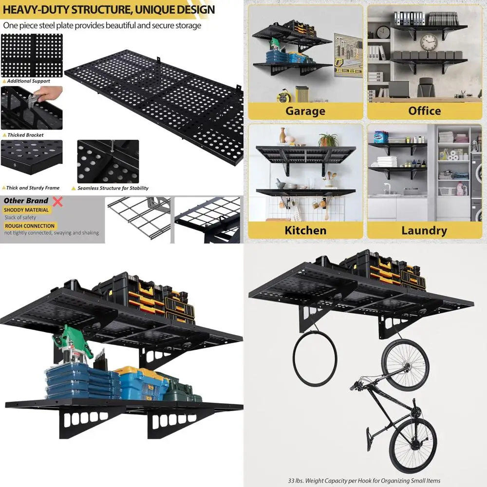 

Двухуровневые промышленные настенные стеллажи, 1,6x4 фута, выдерживают до 250 кг