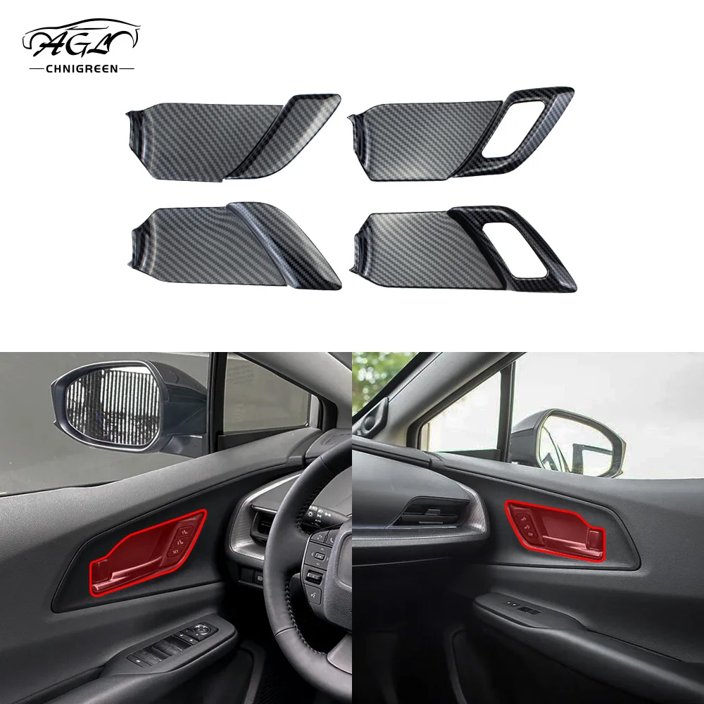 4pcs ABS Carbon Fiber Color Inner Door Open Handle Cover Interior for Toyota Prius 2023 2024