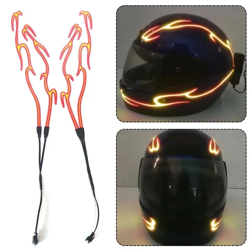 

4 in 1 Motorcycle Helmet LED Cold Light Waterproof Strip Sticker Flashing Night Riding Chargeable Accessories with Battery Case