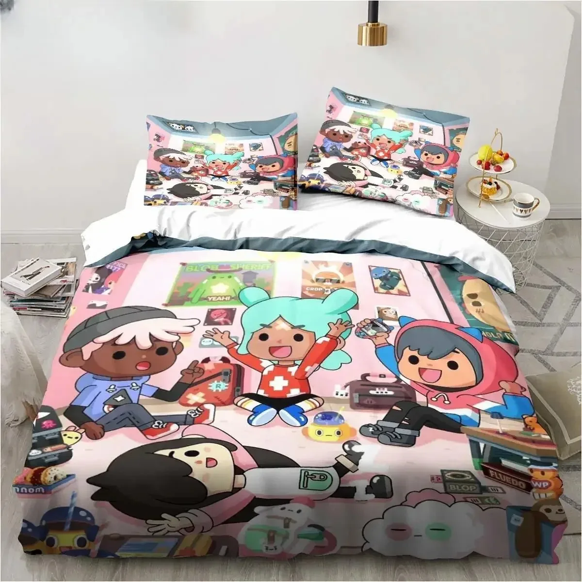 

New 3D Cartoon Game Toca Life World Bedding Set Duvet Cover Bed Set Quilt Cover Pillowcase Comforter king Queen Size Boys Adult