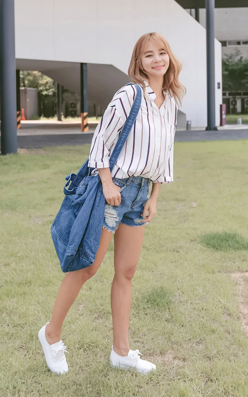 Denim Shopping Bag Artistic and Unisex Canvas Large Capacity Shoulder Bag