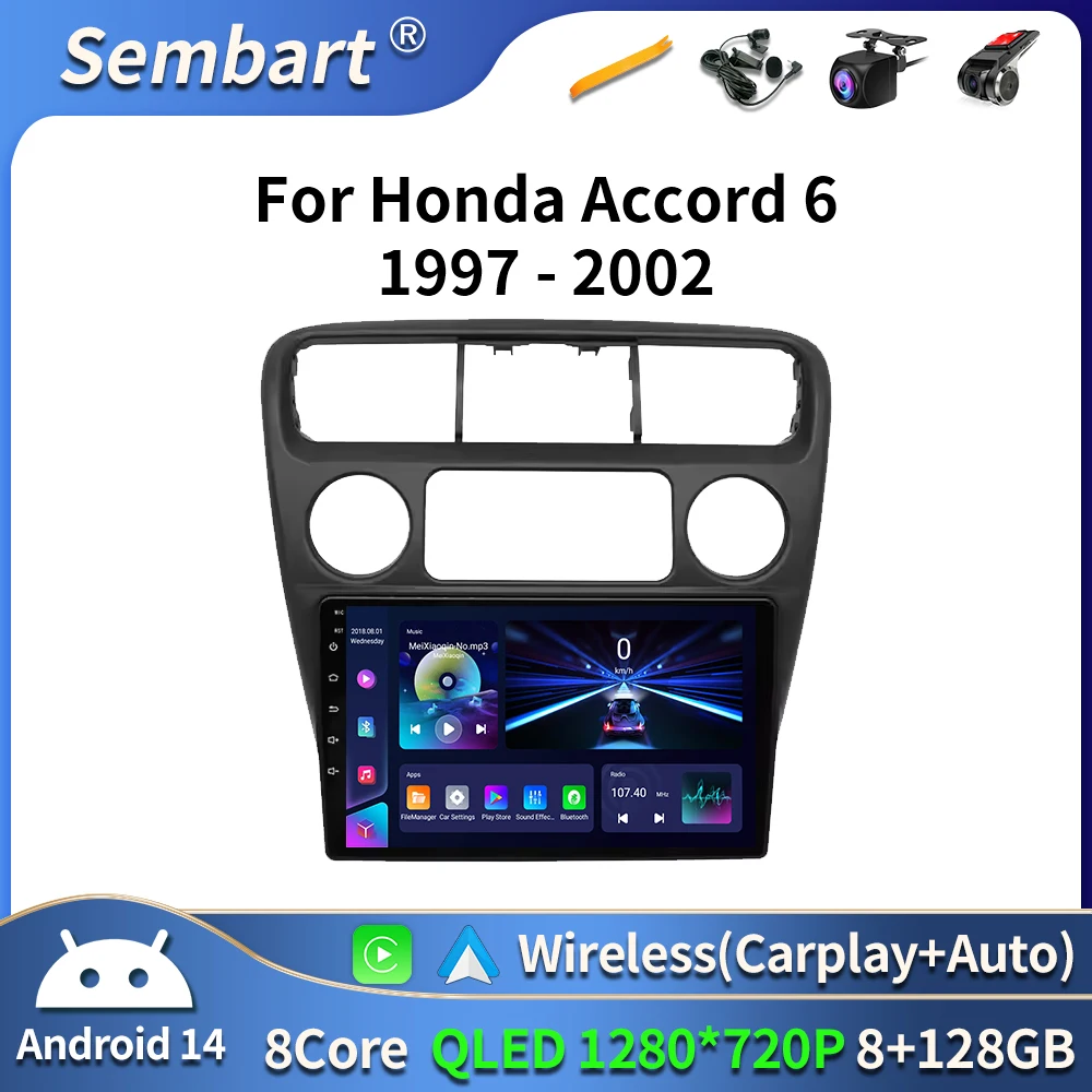 

For Honda Accord 6 1997-2002 Android 16 Car Radio Multimedia Navigation 4G GPS Universal 2 Din Wireless Carplay Screen Stereo