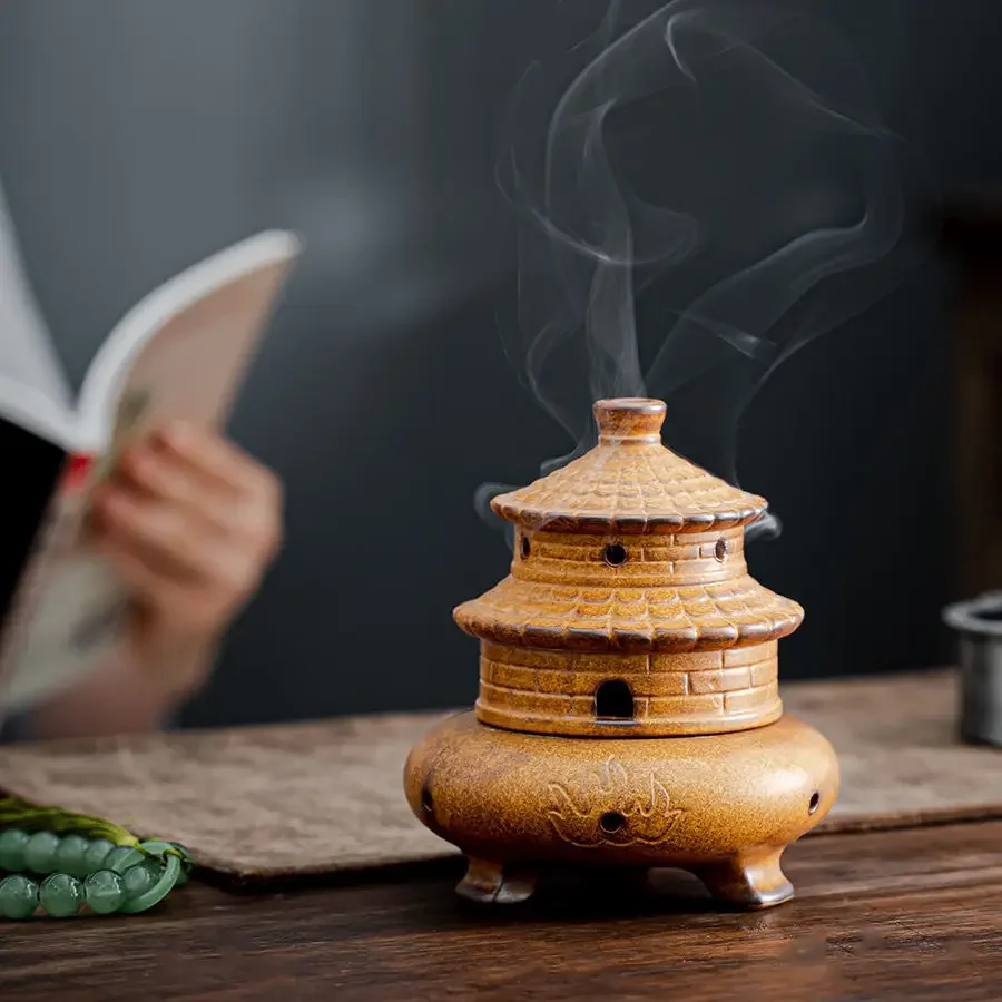 Ceramic Household Incense Burner, Imitation of Ancient Incense Stove, Tea Table Decoration, Tai Chi Eight Trigu Furnace, Househo