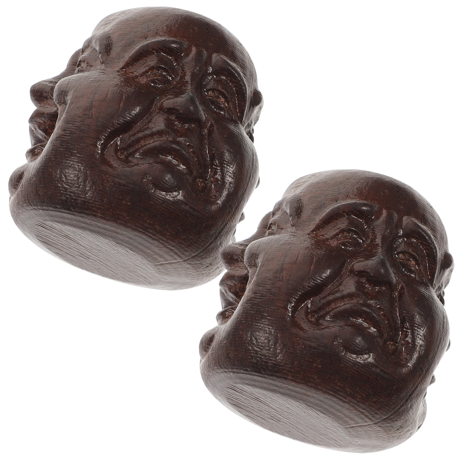

2 Pcs Wood Craft Figurine Practical Car Home Office Decor Small Shape Vietnam Eaglewood Buddha Head Statues Wooden
