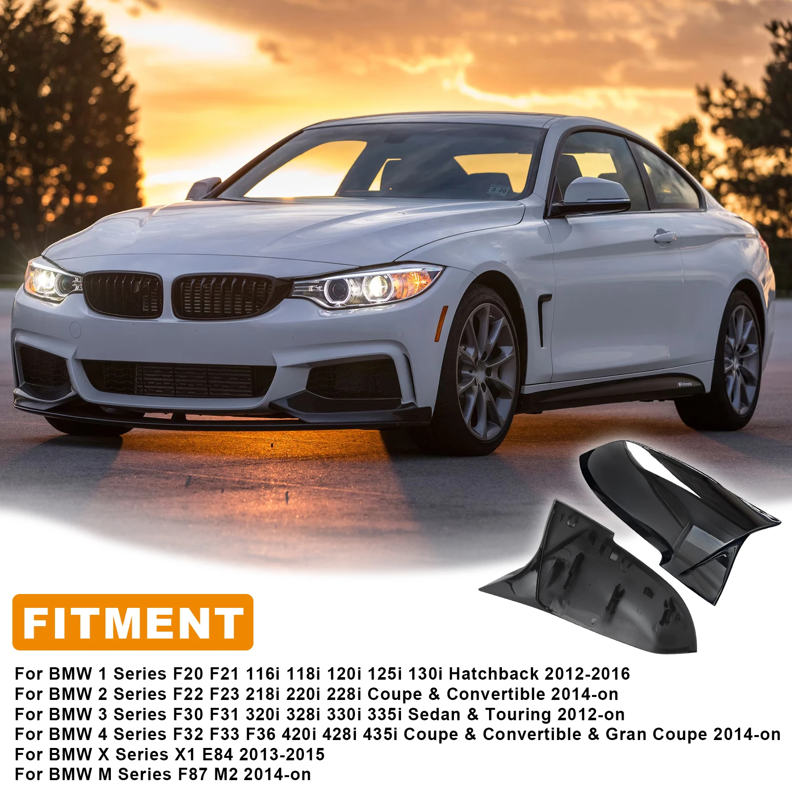 ل BMW F20 F21 F22 F23 F30 F32 F33 F36 F36 F87 M2 X1 الجناح غطاء مرآة الباب مرآة الرؤية الخلفية غطاء الخارجي مرآة السيارة اكسسوارات
