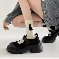 Retro Thick Bottom Mary Jane Shoes Women New Fashion Chunky Heel Women's Sneakers Black Gray Heightening Shallow Single Shoes