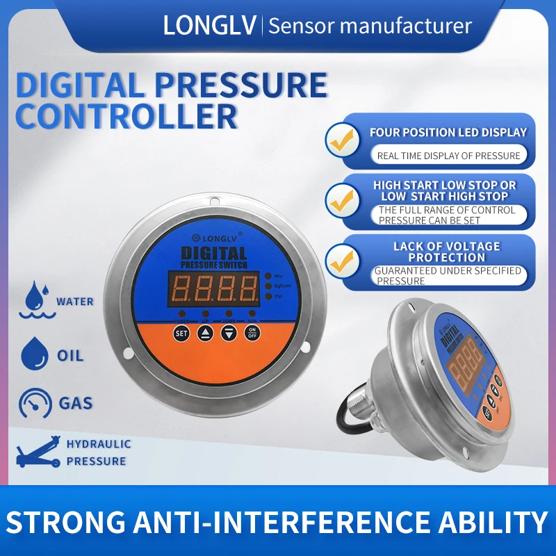 

Long Lv YL-804Z Pressure Controller High Precision Intelligent Digital Display Pressure Controller Hydraulic Oil, Water Pressure